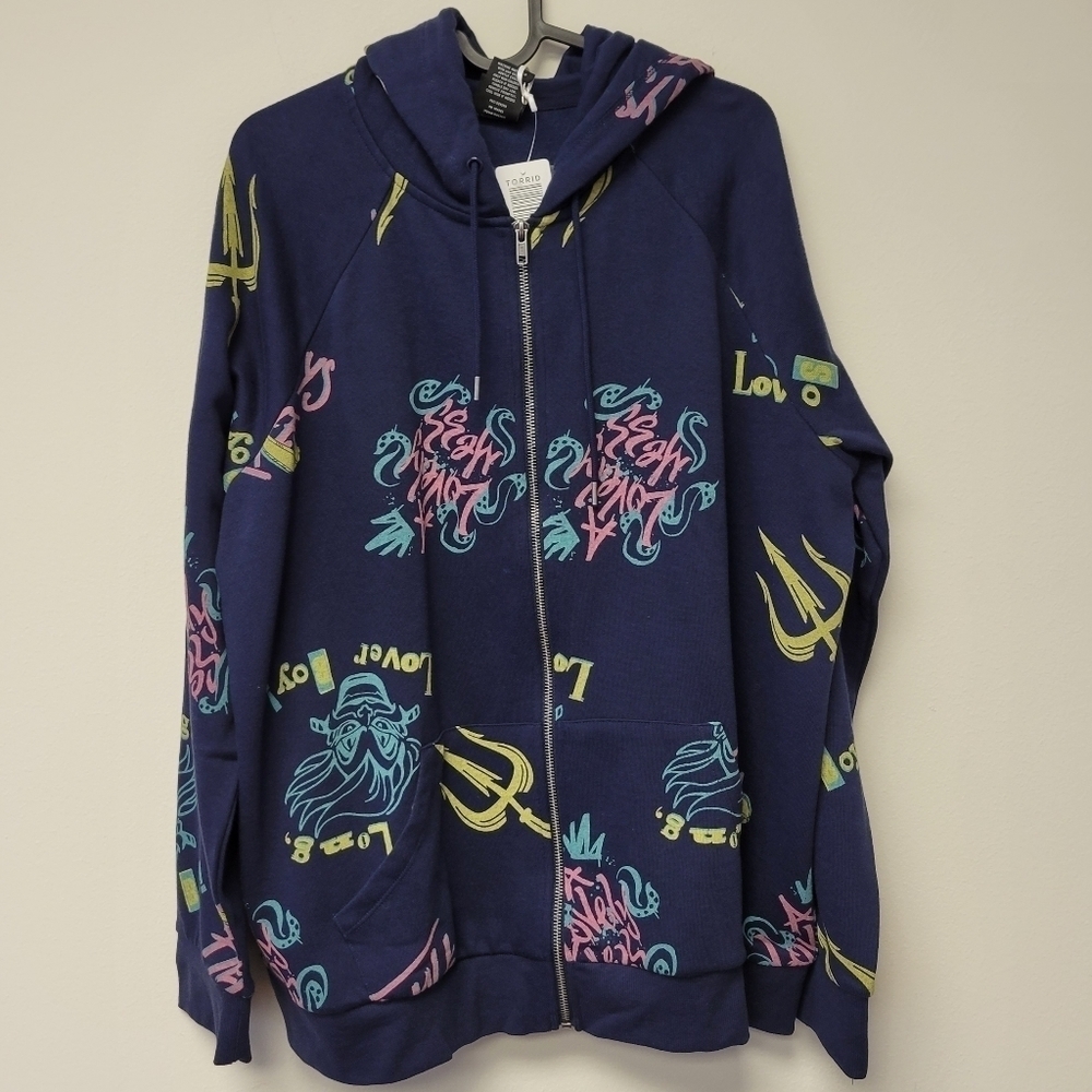 Torrid Disney Villain Antivday Ursula Hoodie Jacket Blue 2X - Picture 3 of 8